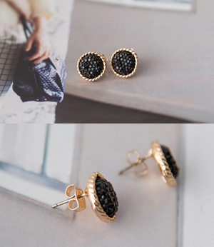 black sanding earring[쥬얼리346]안나앤모드