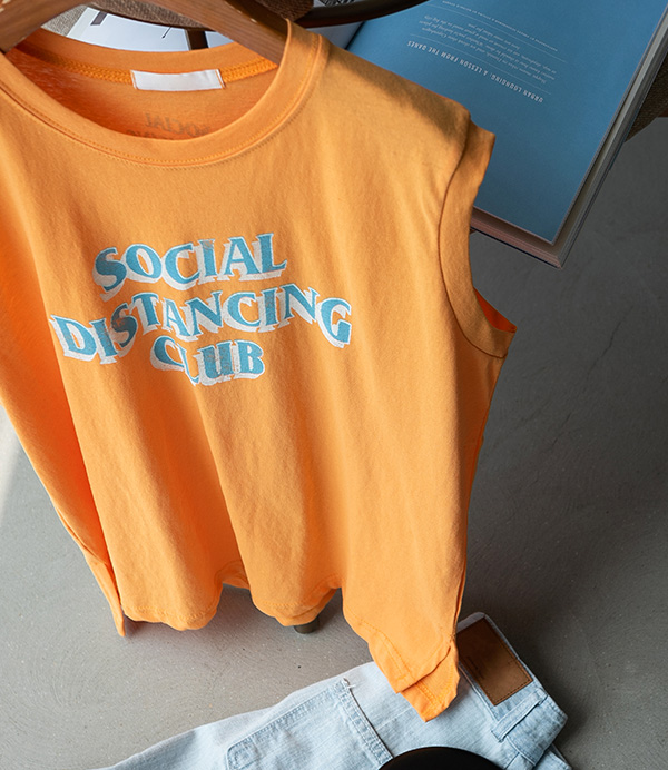 social 프린팅 티셔츠[나시CLT33]안나앤모드